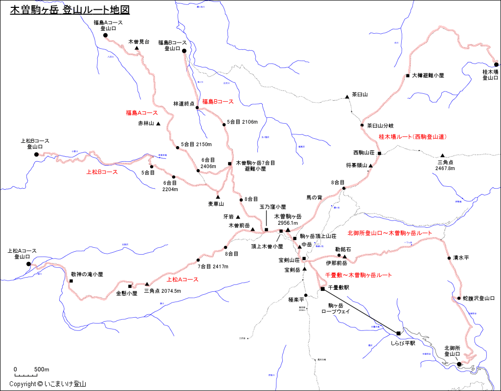 木曽駒ヶ岳地図