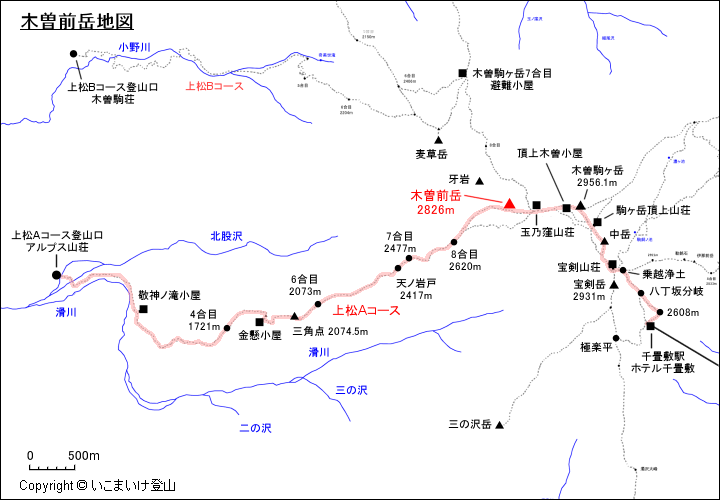 木曽前岳地図