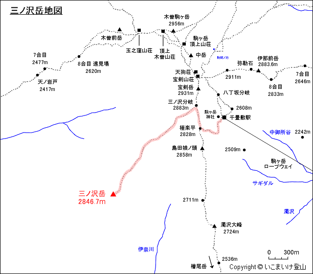 三ノ沢岳地図