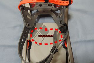 登山靴、踵付近の滑り止め