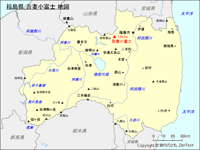 福島県 吾妻小富士 地図