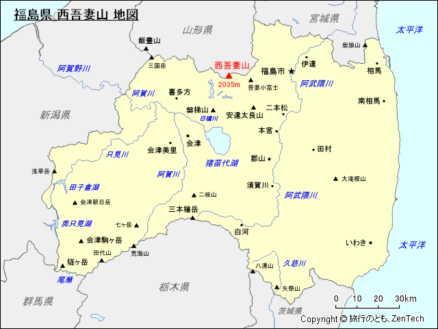 福島県 西吾妻山 地図