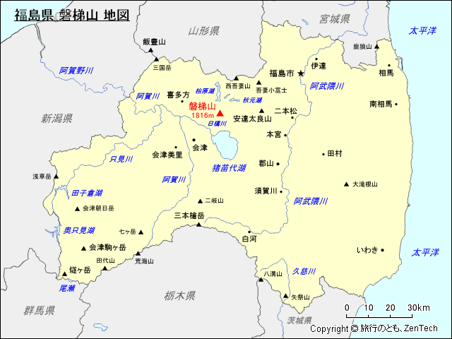 福島県 磐梯山 地図