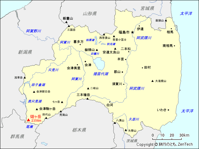 福島県 燧ヶ岳 地図