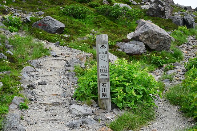 大汝峰南分岐の指導標