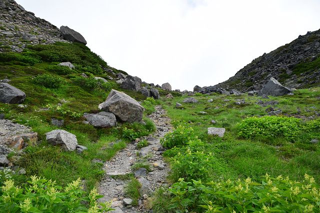 大汝峰南分岐から中宮道への登山道