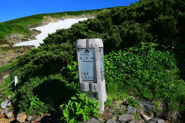 平瀬道・展望歩道分岐の指導標