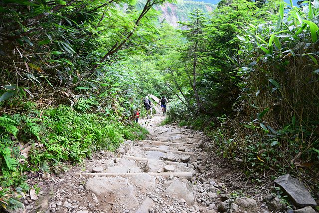 室堂まで2.8km地点から別当出合方向への登山道