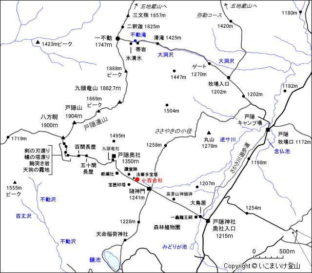 戸隠神社奥社 小百合杉地図