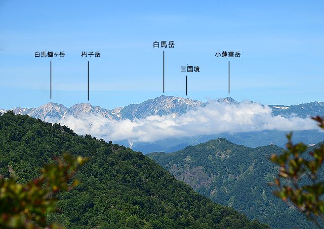 戸隠山 山頂から西には北アルプスが見えます