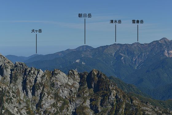 富山県立山の別山 北峰から眺めた朝日岳