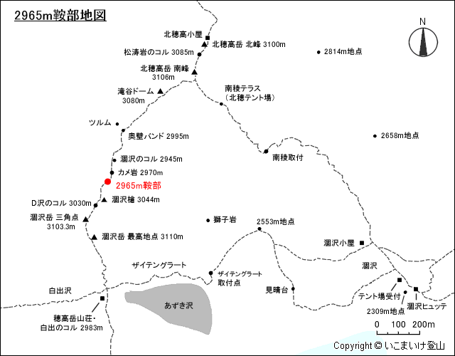 2965m鞍部地図