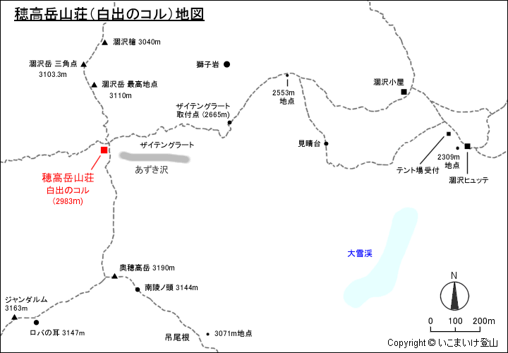 穂高岳山荘地図