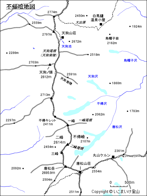 不帰嶮地図