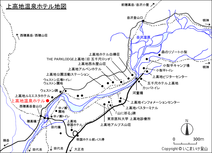 上高地温泉ホテル地図