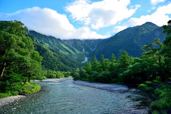 河童橋から梓川上流の展望