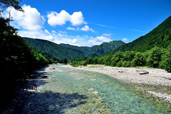 新村橋から梓川の下流を眺める