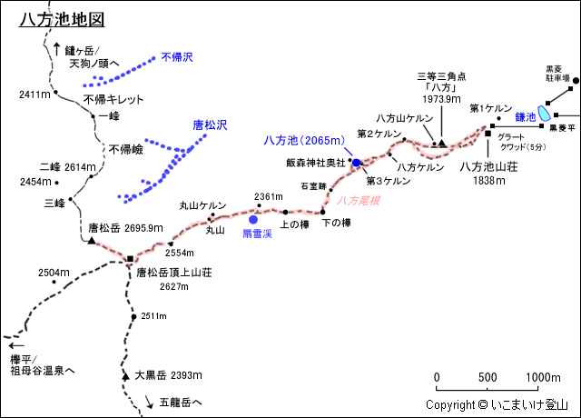 八方池地図