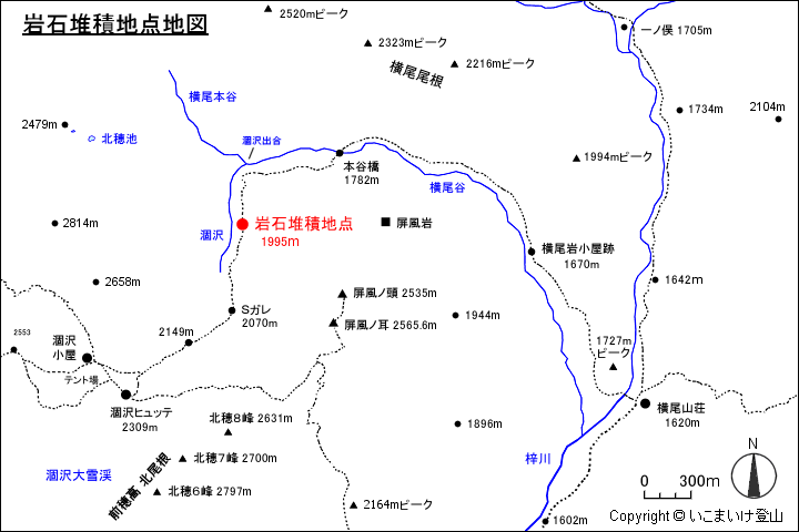 岩石堆積地点地図