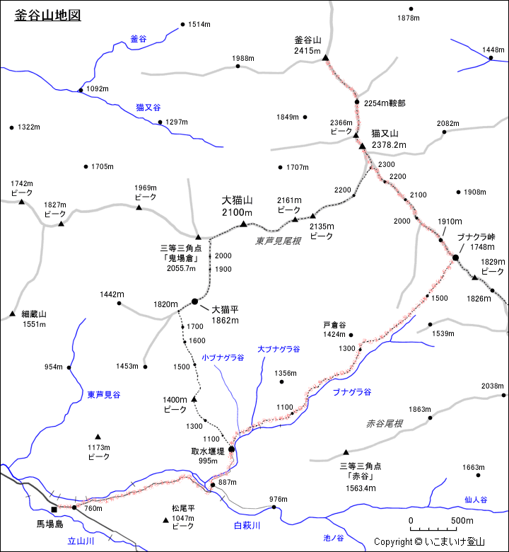 釜谷山地図