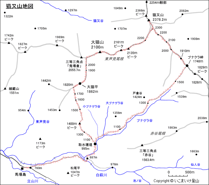 猫又山地図