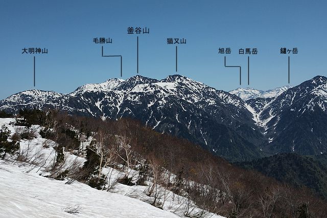 大熊山から眺めた釜谷山