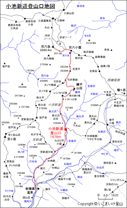 小池新道登山口地図