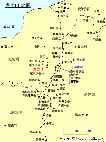 北アルプス 浄土山 地図