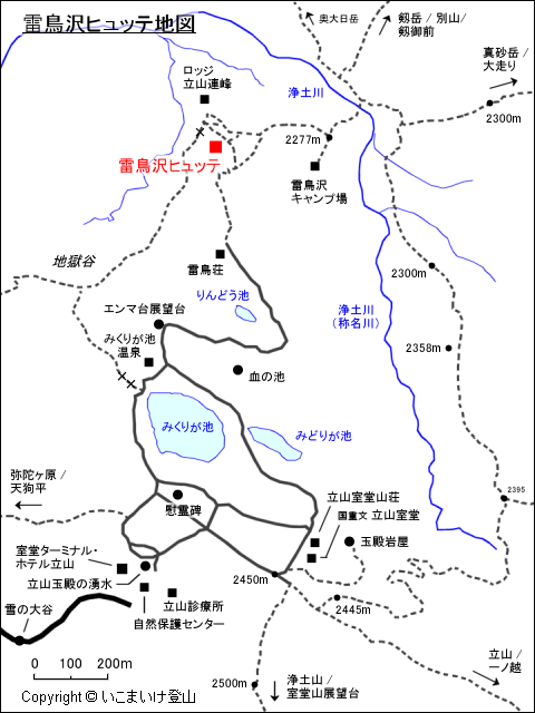 室堂平 雷鳥沢ヒュッテ地図