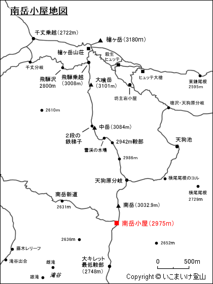 南岳小屋地図