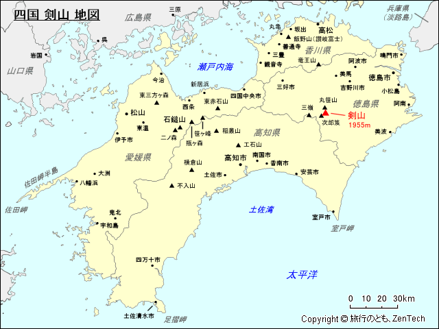 四国 剣山 地図