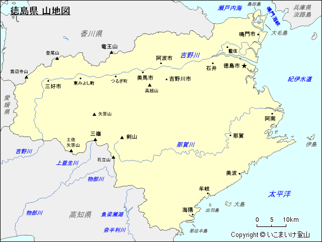 徳島県 山地図