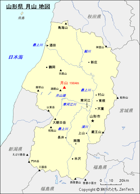 山形県 月山 地図