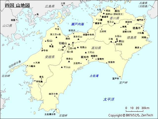 四国 山地図