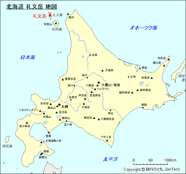 北海道 礼文岳 地図