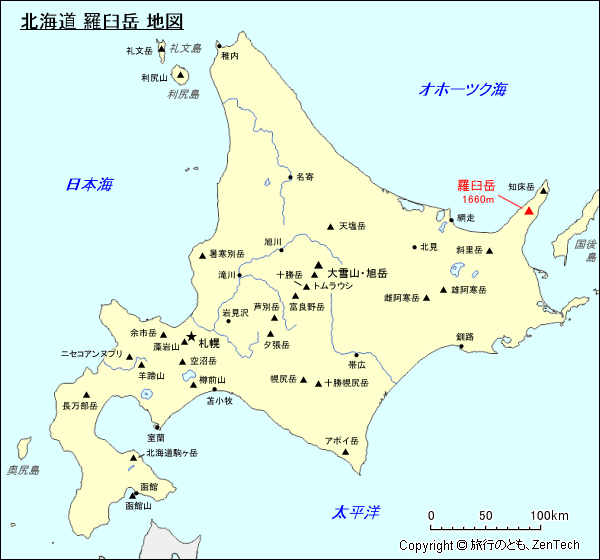 北海道 羅臼岳 地図