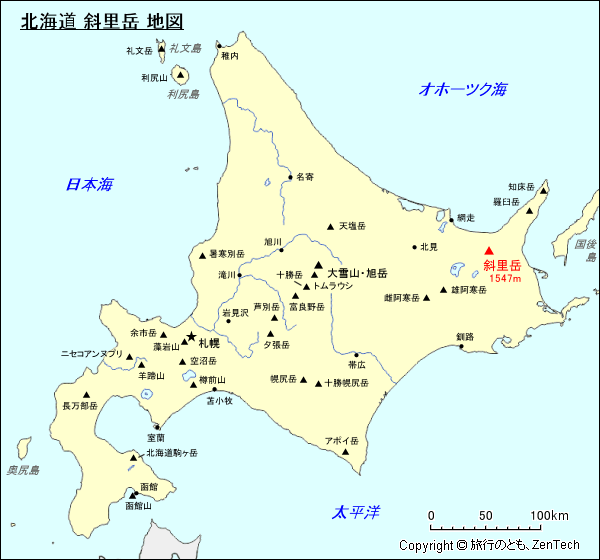 北海道 斜里岳 地図