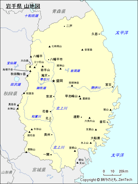 岩手県 山地図