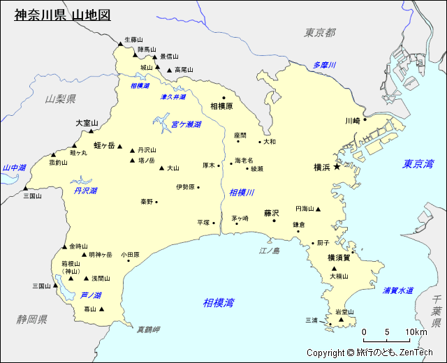 神奈川県 山地図