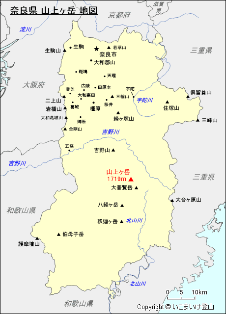 奈良県 山上ヶ岳 地図