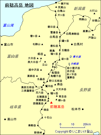 北アルプス 前穂高岳 地図