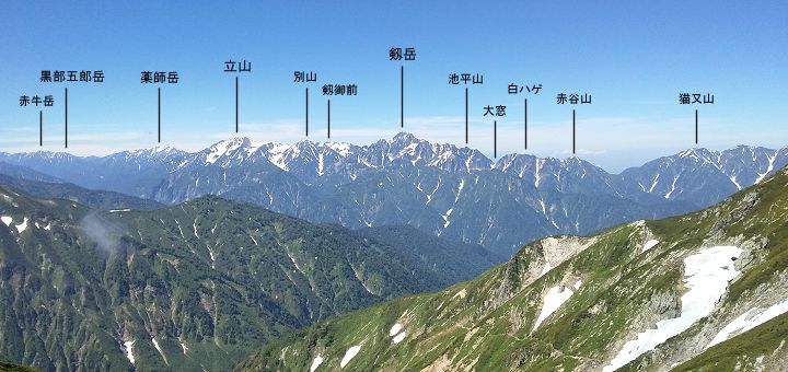 唐松岳頂上山荘から眺めた立山連峰