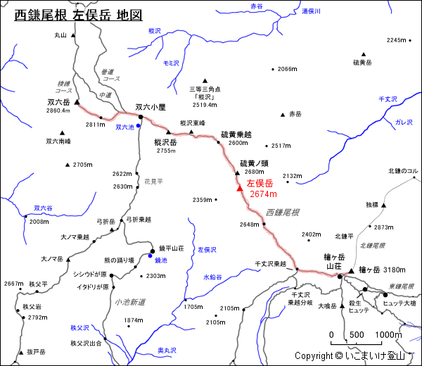 左俣岳地図