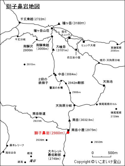 獅子鼻岩地図