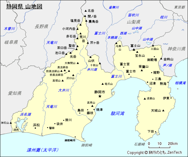静岡県 山地図