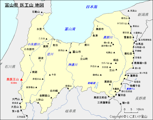 富山県 医王山 地図
