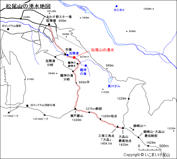 松尾山の湧水地図