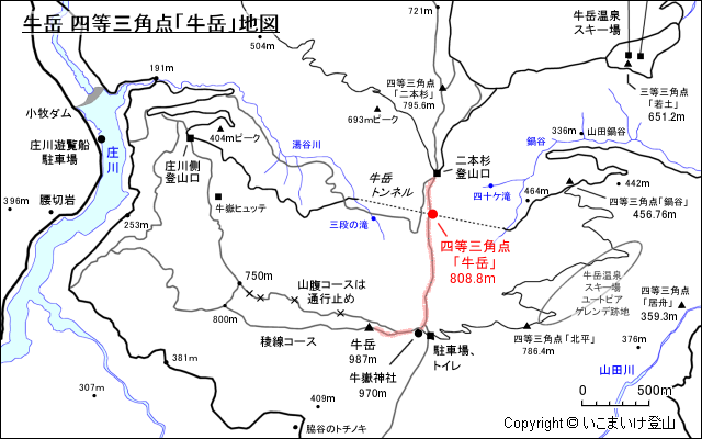 牛岳 四等三角点「牛岳」地図