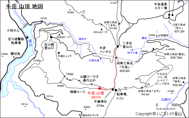 牛岳 山頂地図