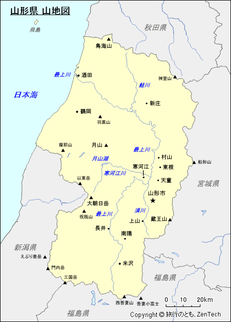山形県 山地図